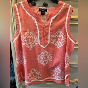 Saint Tropez West Coral and White Tunic Top